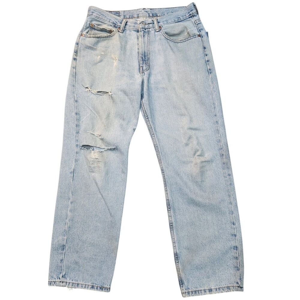 Levis 550 Jeans W32 L29 Light Wash Relaxed Straight Leg Distressed Grunge R-Tab